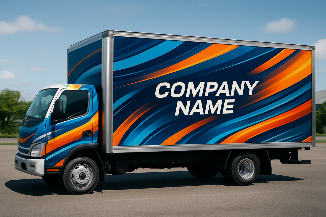 משאית עם ארגז מדבקת ויניל לעסק 